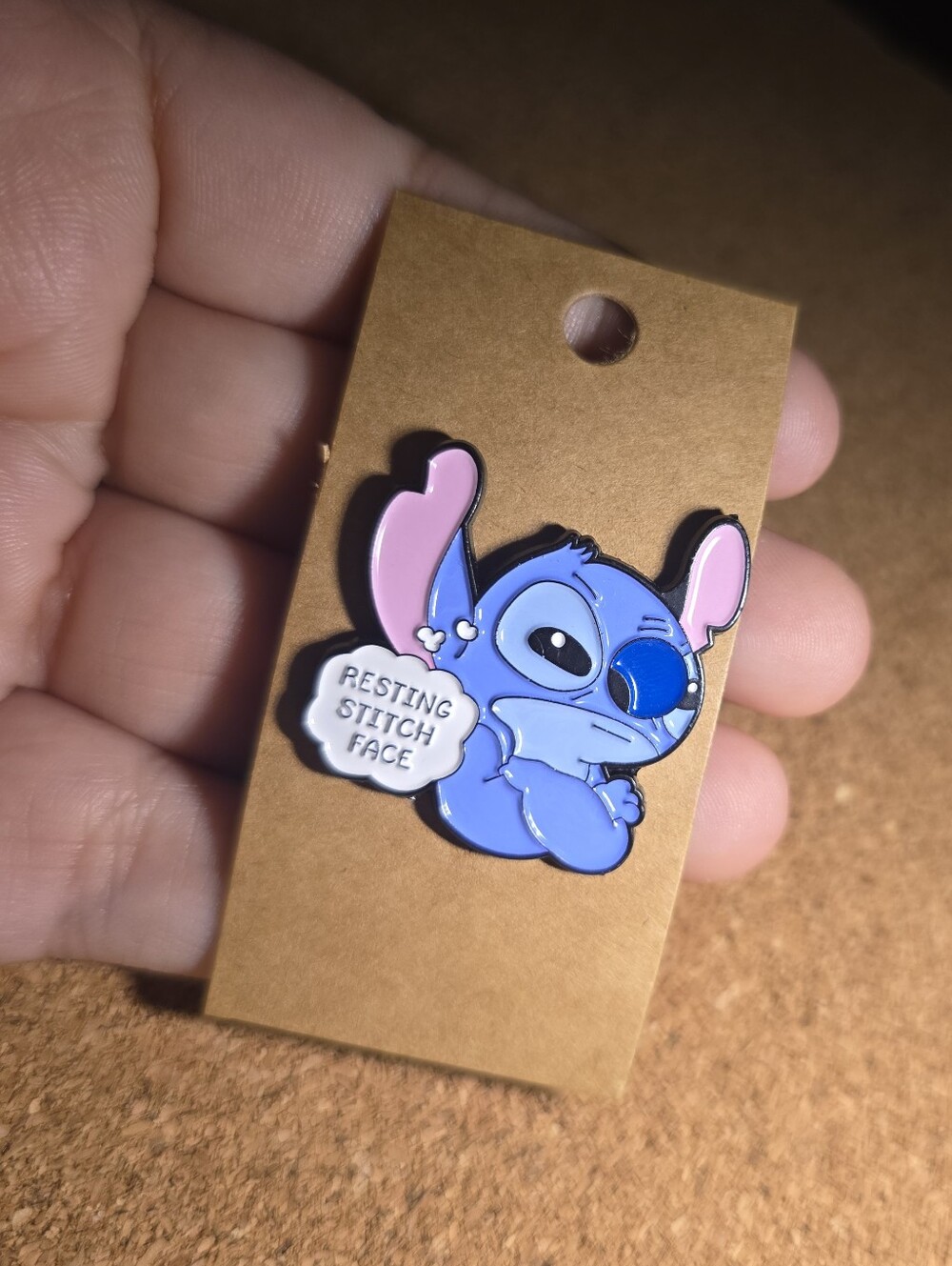 Stitch Enamel Pin Backing "Resting Stitch Face"